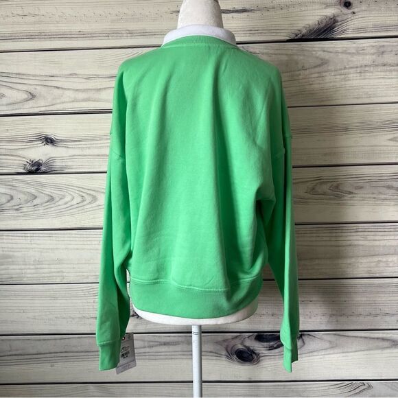 Champion Lime Green Vintage Inspired Collared Crewneck Sweatshirt - Picture 6 of 11